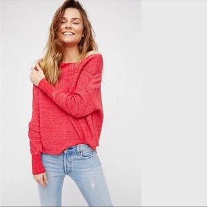 Free People Women's Red Off-Shoulder Sweater Large